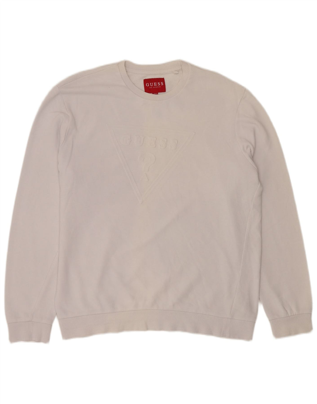Guess Mens Graphic Moletom Jumper XL Off White Algodão