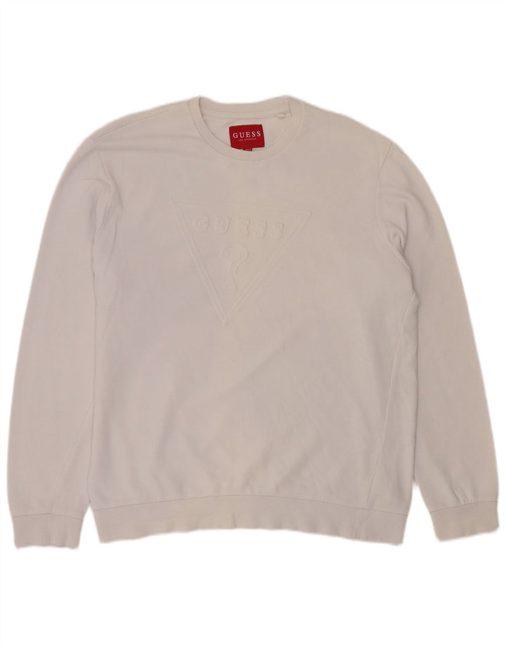 Guess Mens Graphic Moletom Jumper XL Off White Algodão