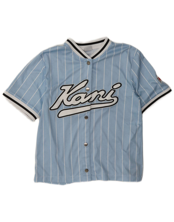 Camiseta feminina Karl Kani com estampa oversized UK 6 XS listrado azul