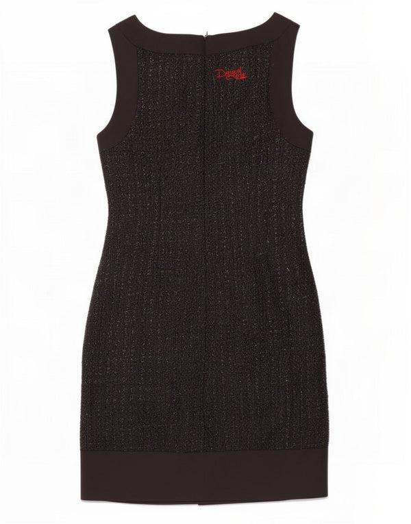 Vestido feminino Desigual com bainha estampada sem mangas UE 36 pequeno preto paisley