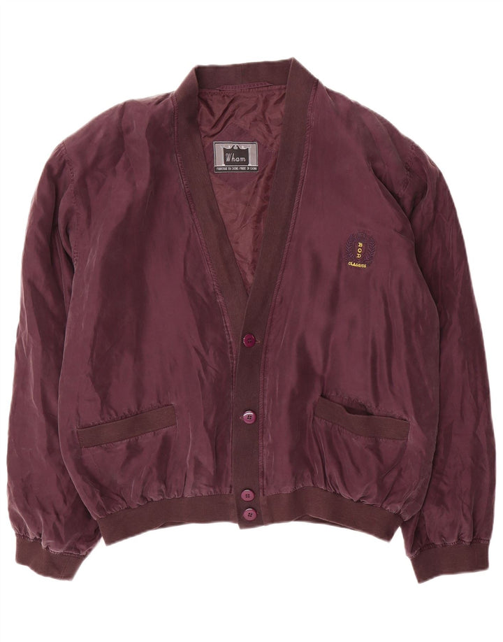 Jaqueta bomber masculina vintage UK 38 seda roxa média