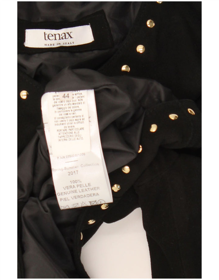 Jaqueta Bolero feminina Tenax manga 3/4 em camurça IT 44 couro preto médio
