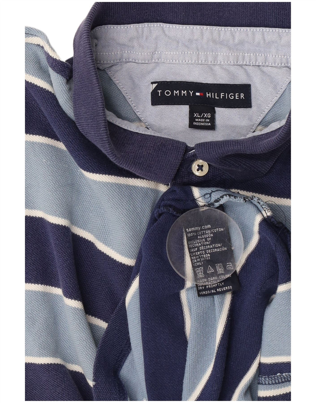 Camisa polo masculina Tommy Hilfiger XL azul marinho listrado algodão