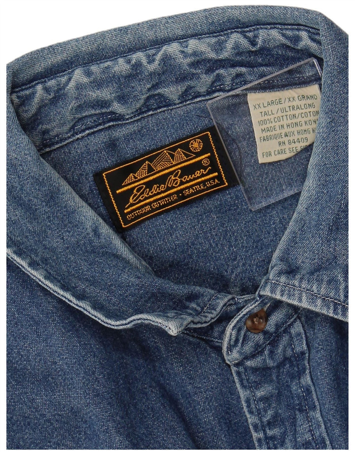 Camisa jeans masculina EDDIE BAUER 2XL algodão azul
