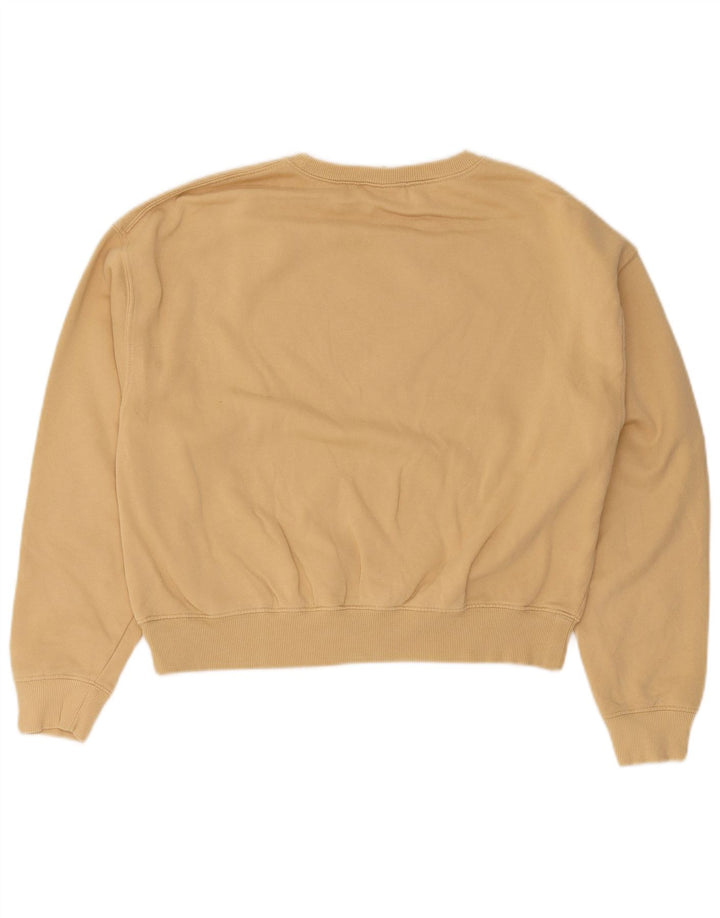 Jumper de moletom feminino grande Pull & Bear Reino Unido 14 algodão bege médio