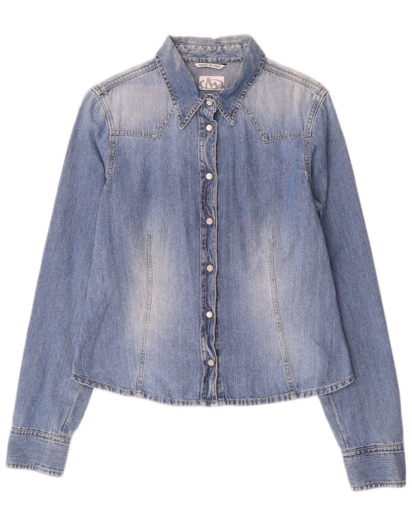 Camisa jeans feminina com lavagem ácida Marella Reino Unido 14 grande azul