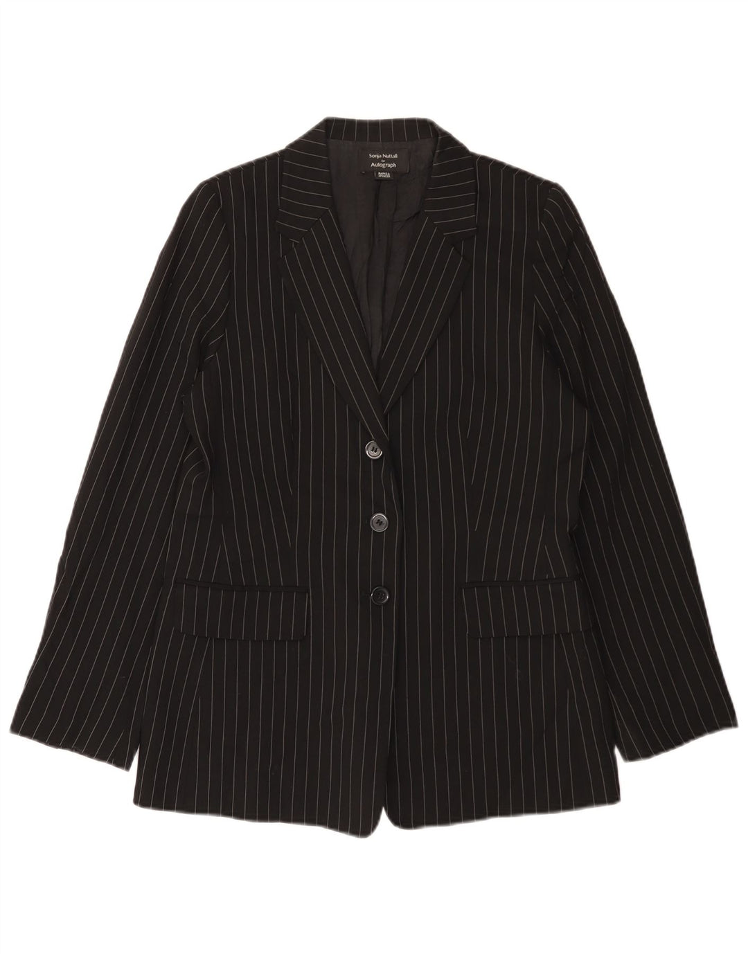 Jaqueta Marks & Spencer Autograph Blazer Feminina Reino Unido 12 Riscas Pretas Médias