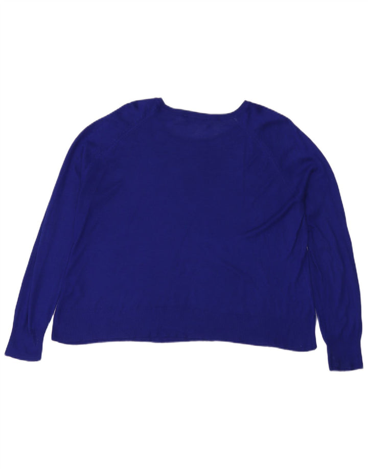 Zara blusa feminina oversized top UK 14 viscose azul médio