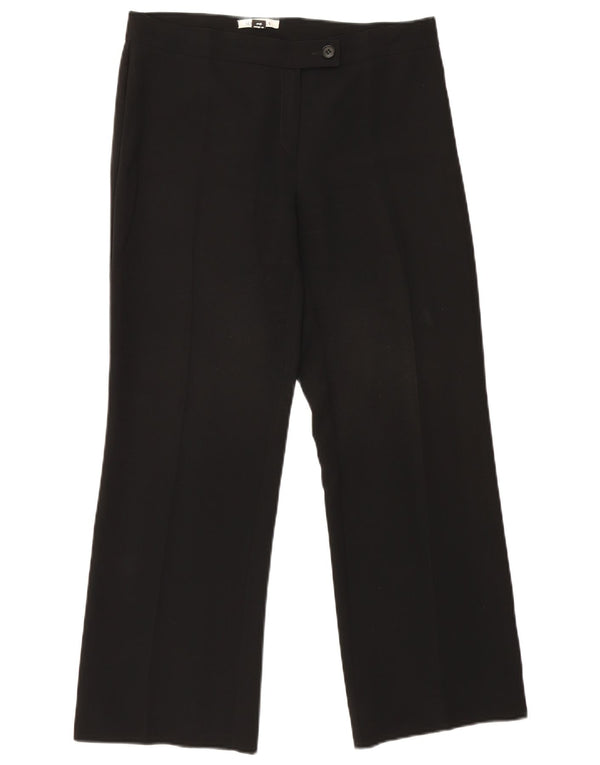 Calça feminina Marella de terno reto UK 14 grande W32 L28 triacetato preto