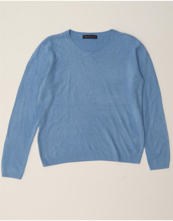 Suéter feminino Marks & Spencer com gola canoa Reino Unido 12 acrílico azul médio
