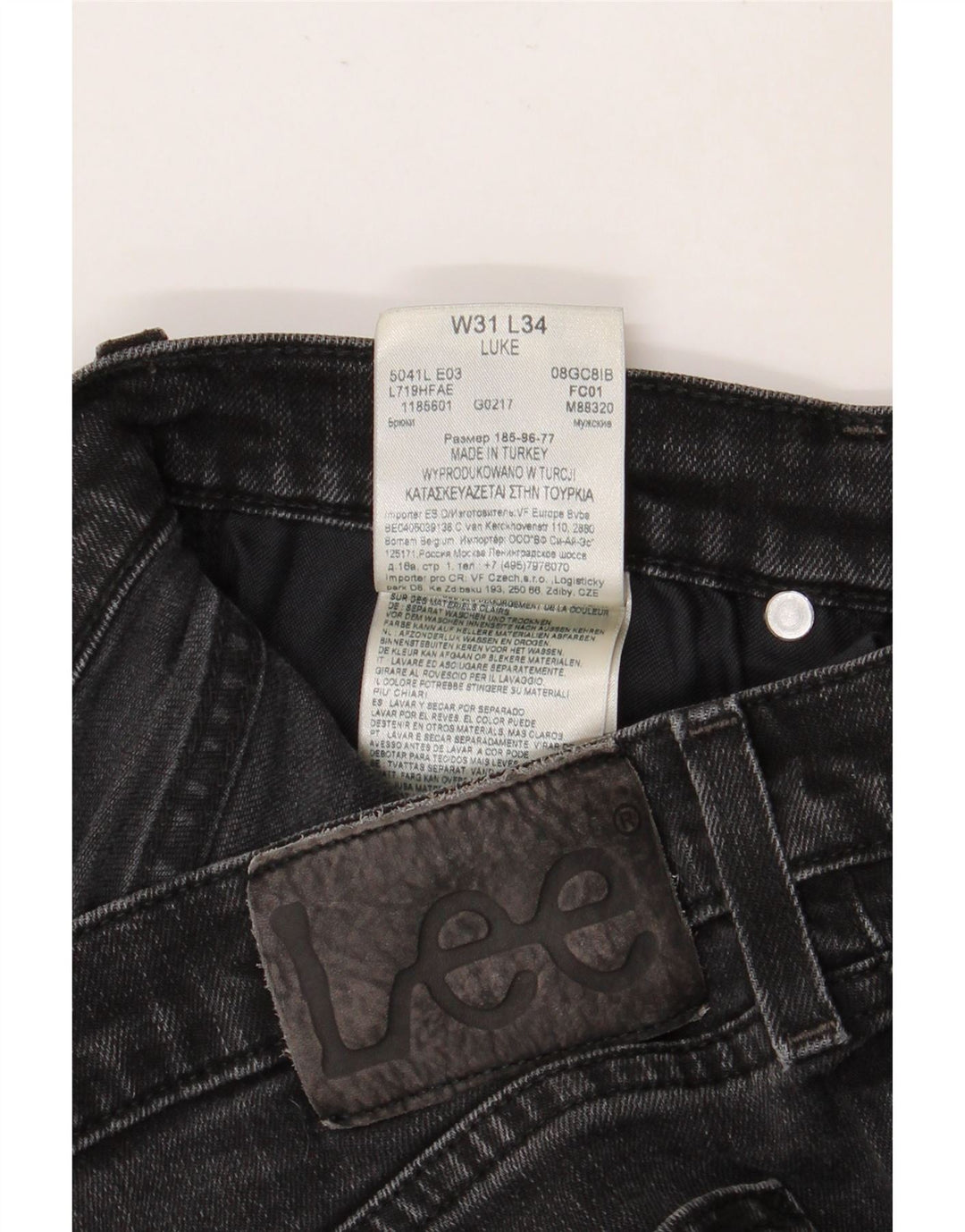 LEE Womens Luke Slim Jeans W31 L34 Algodão Preto
