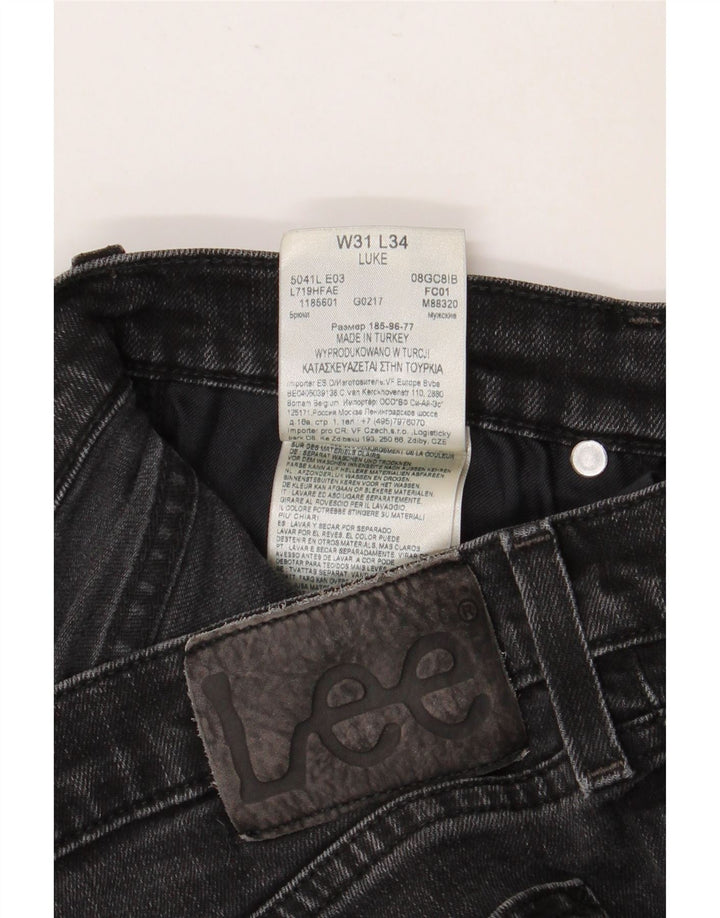 LEE Womens Luke Slim Jeans W31 L34 Algodão Preto