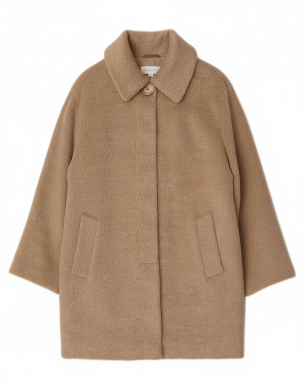 Sobretudo feminino vintage de grandes dimensões UK 12 lã bege médio