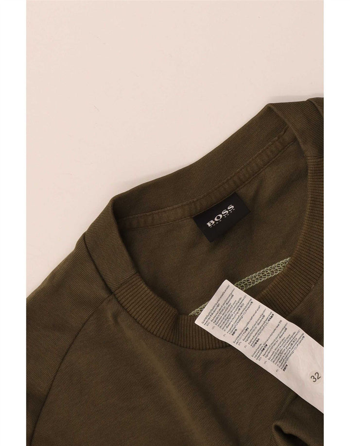 Hugo Boss moletom gráfico masculino jumper médio algodão cáqui