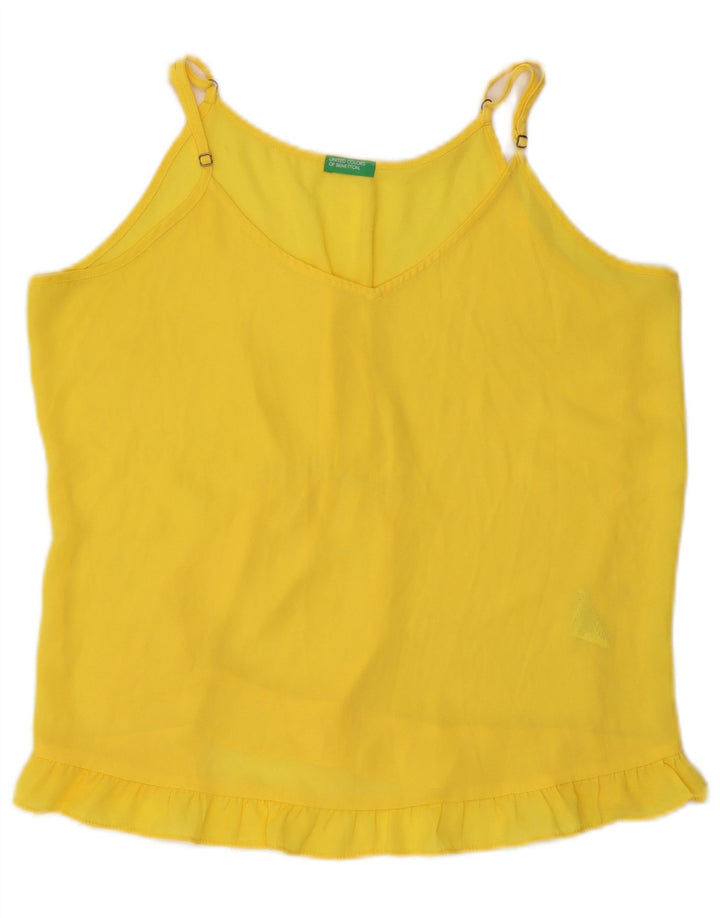 Top Cami feminino Benetton UK 16 grande poliéster amarelo