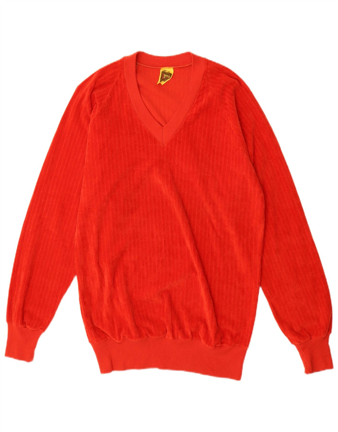 VINTAGE Mens V-Neck Jumper Sweater XL Red Cotton