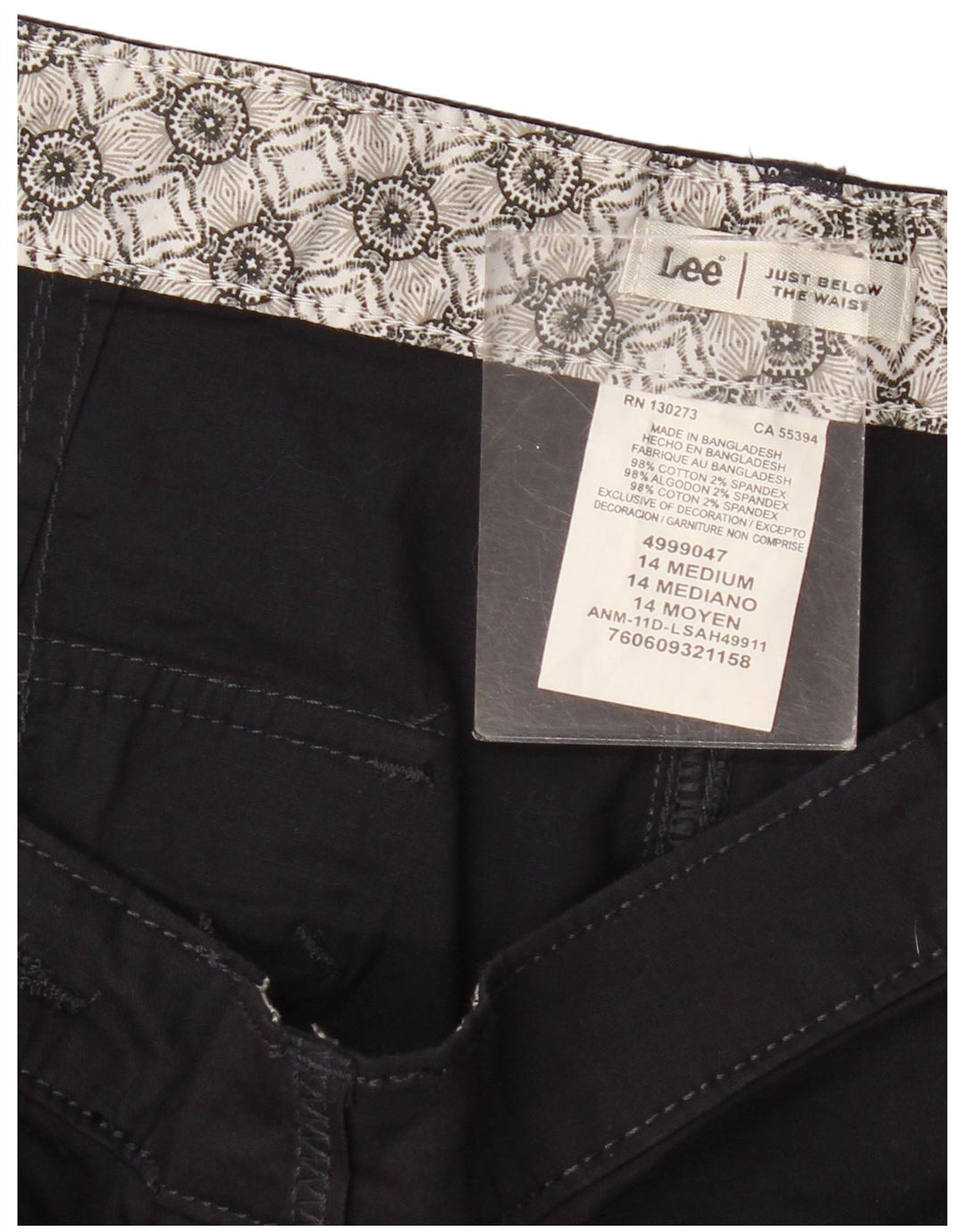 Bermuda cargo feminina LEE US 14 XL W34 azul marinho algodão