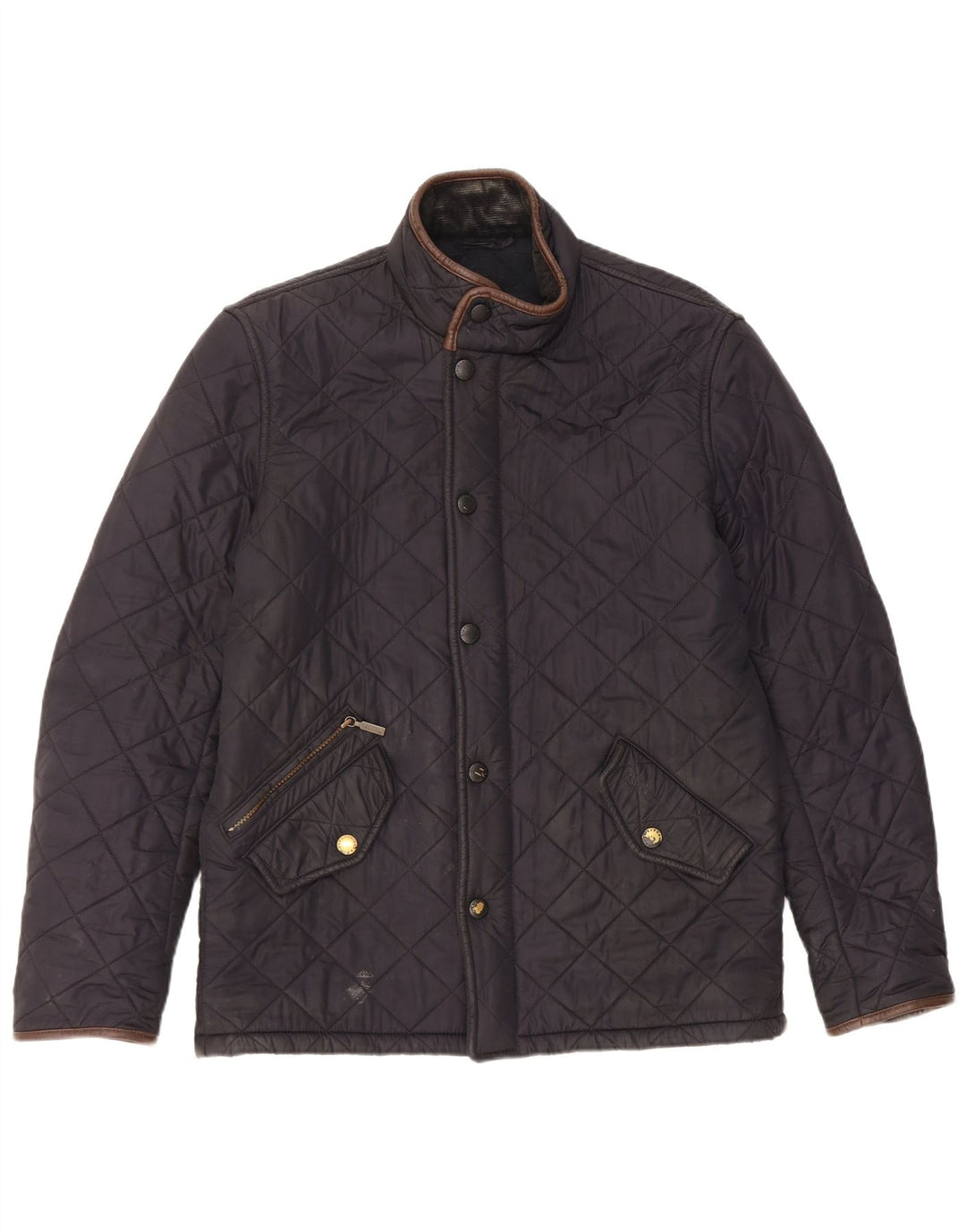 Jaqueta acolchoada masculina Barbour UK 36 poliéster azul marinho pequeno