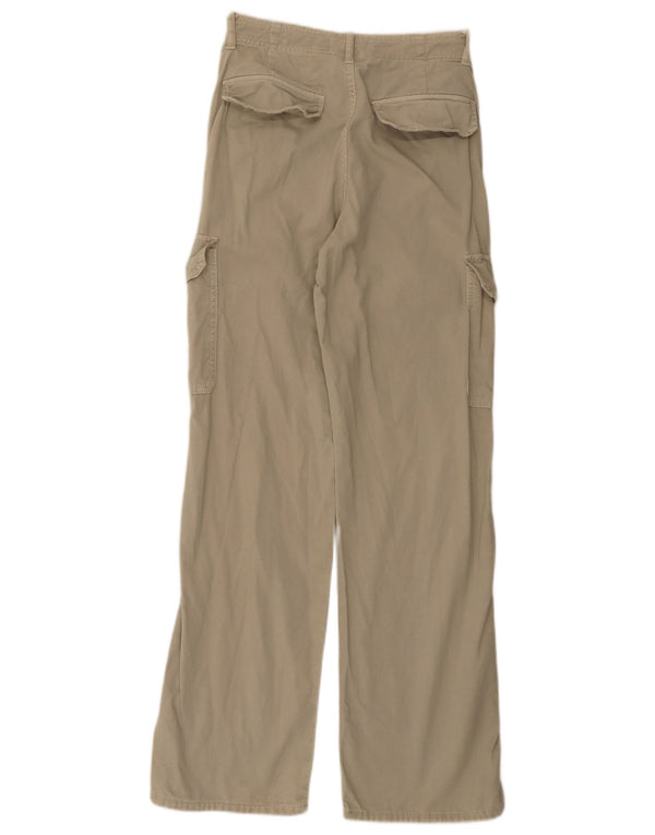 Calça cargo feminina Zara cintura alta solta ajuste UE 34 2XS W24 L32 cáqui