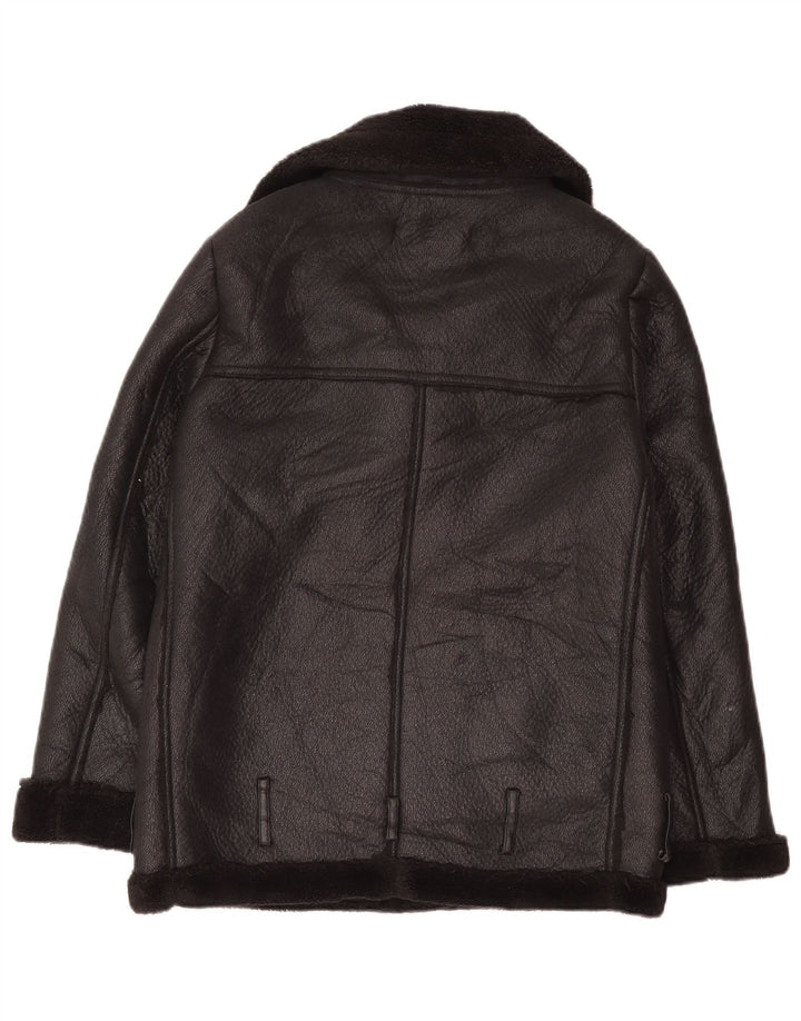 Zara Jaqueta Sherpa Feminina Oversized UK 6 XS Poliéster Preto