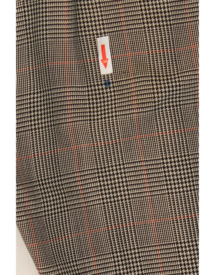 Calça feminina Zara Bootcut Suit EU 38 Pequeno W28 L32 Cinza Houndstooth Lã