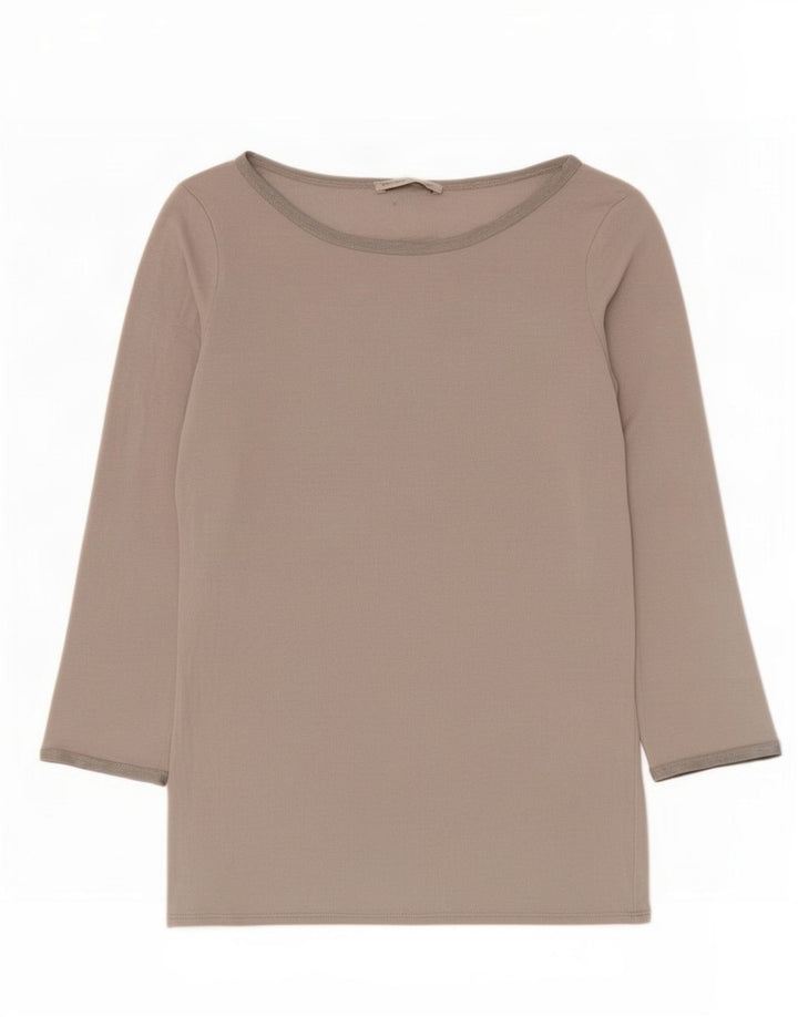 Top feminino Zara manga 3/4 Reino Unido 12 cinza médio