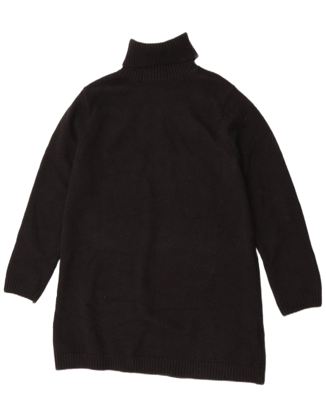 Suéter feminino Zara Longline com gola redonda Reino Unido 14 poliéster preto médio