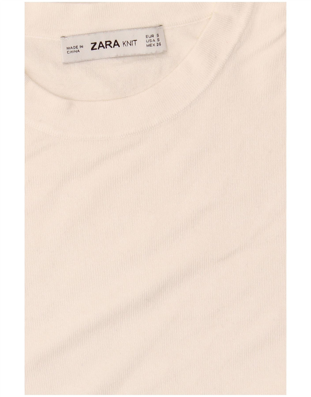 Zara Suéter feminino cropped com gola redonda Reino Unido 10 pequeno branco