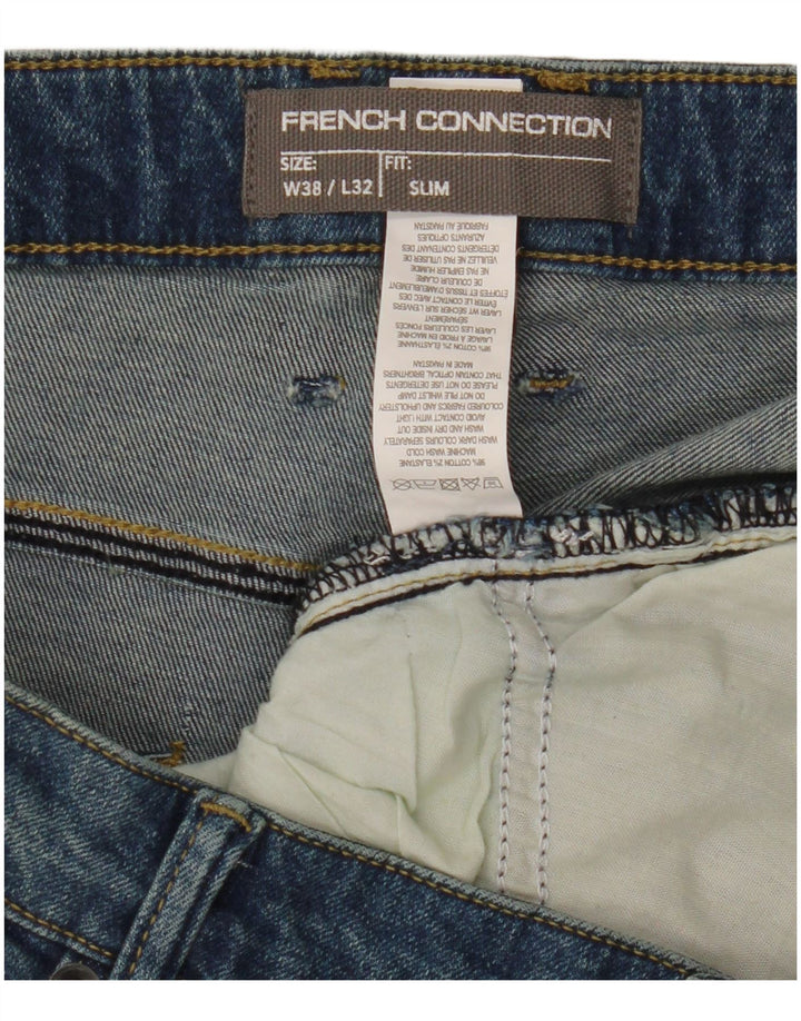 French Connection Masculino Slim Jeans W38 L25 Azul Algodão