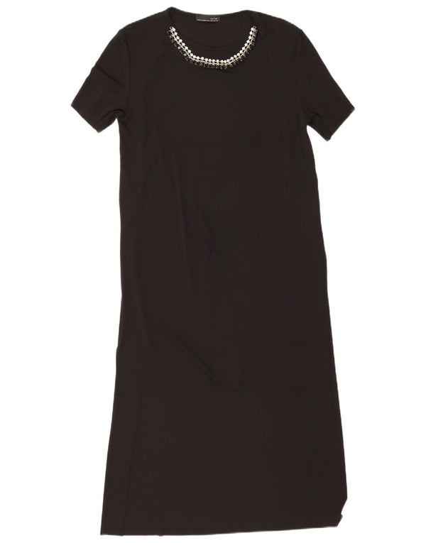 Vestido maxi feminino Zara UK 12 poliéster preto médio