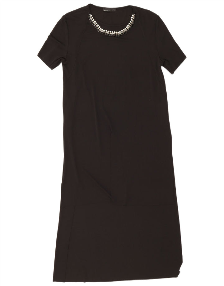 Vestido maxi feminino Zara UK 12 poliéster preto médio