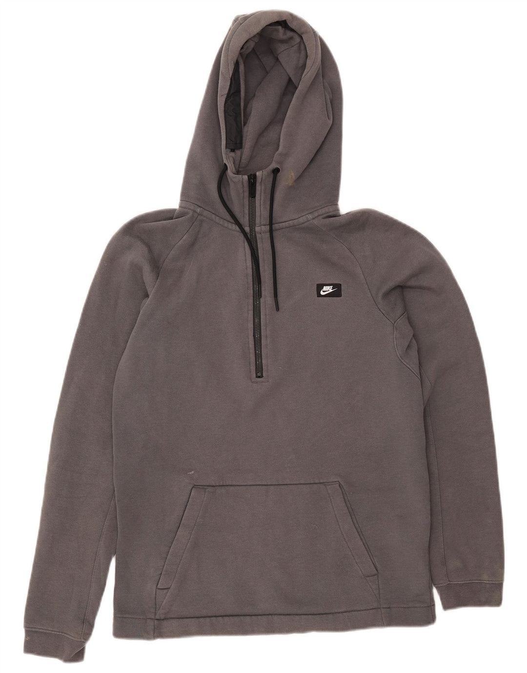 NIKE Mens Zip Neck Hoodie Jumper Pequeno Algodão Cinza