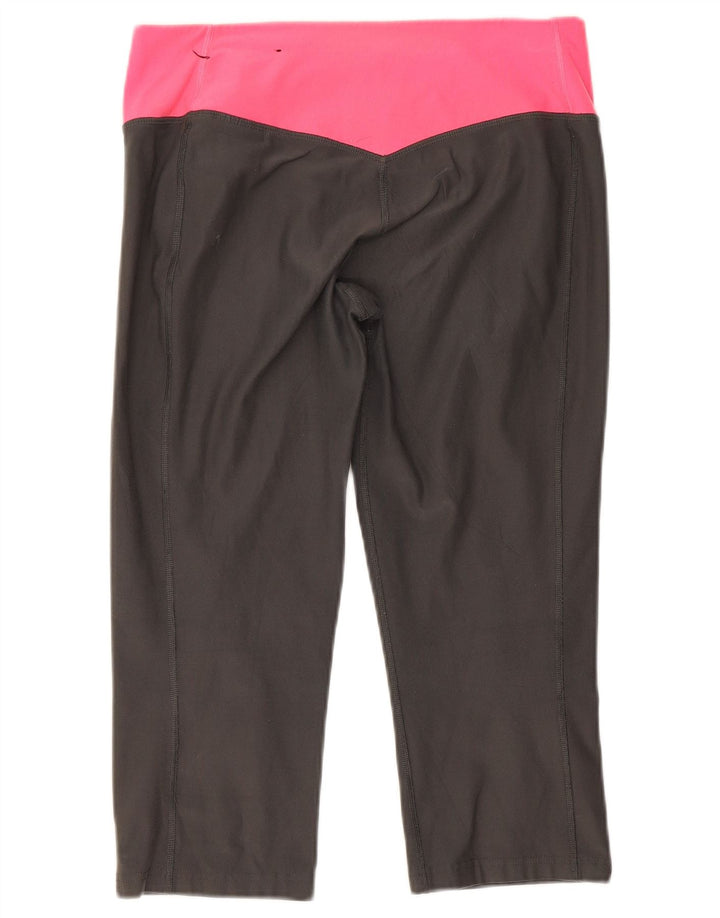 Nike Womens Dri Fit Capri Leggings UK 12 Medium Grey Colourblock Poliéster