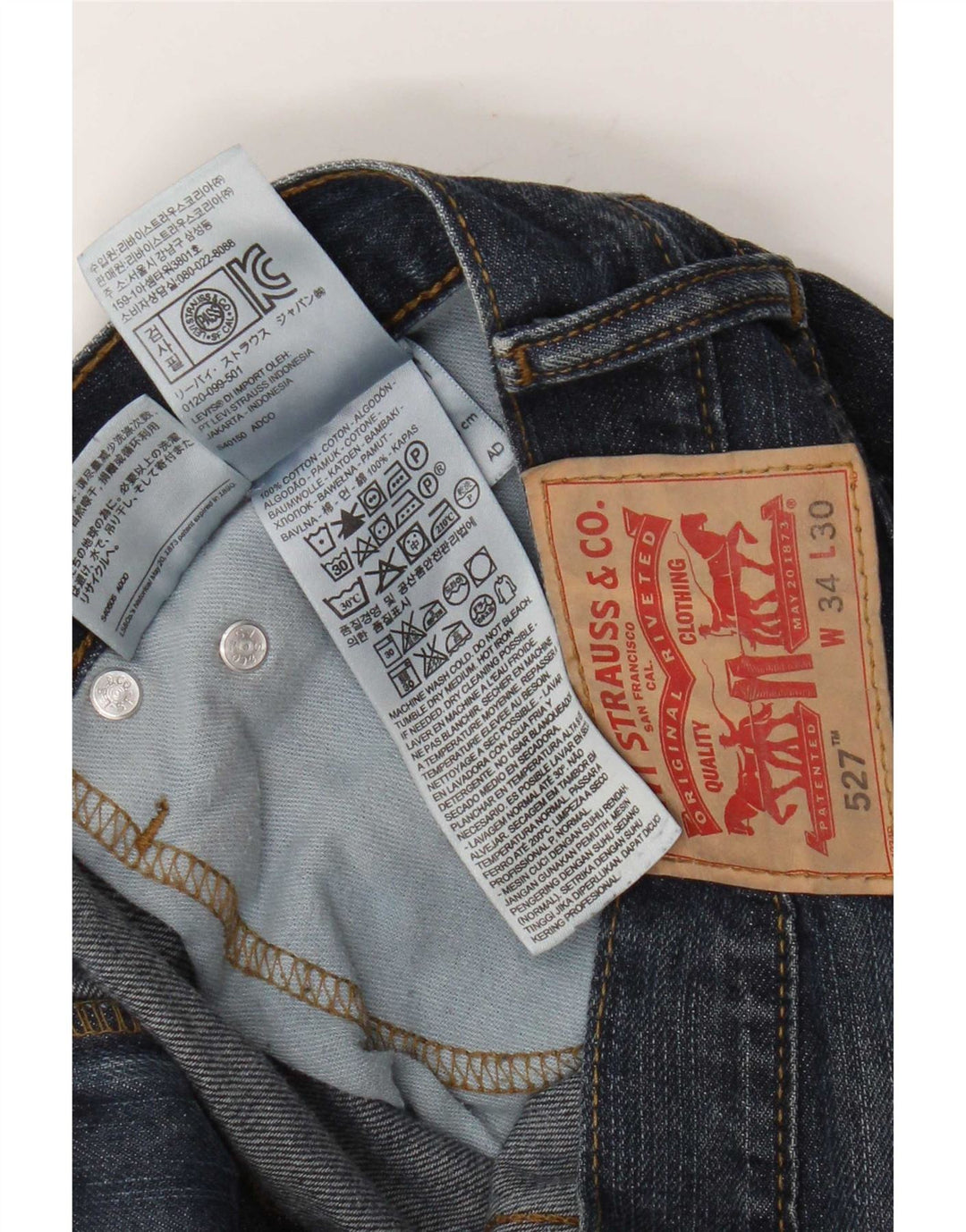 Levi's Masculino 527 Bootcut Jeans W34 L30 Azul Marinho Algodão