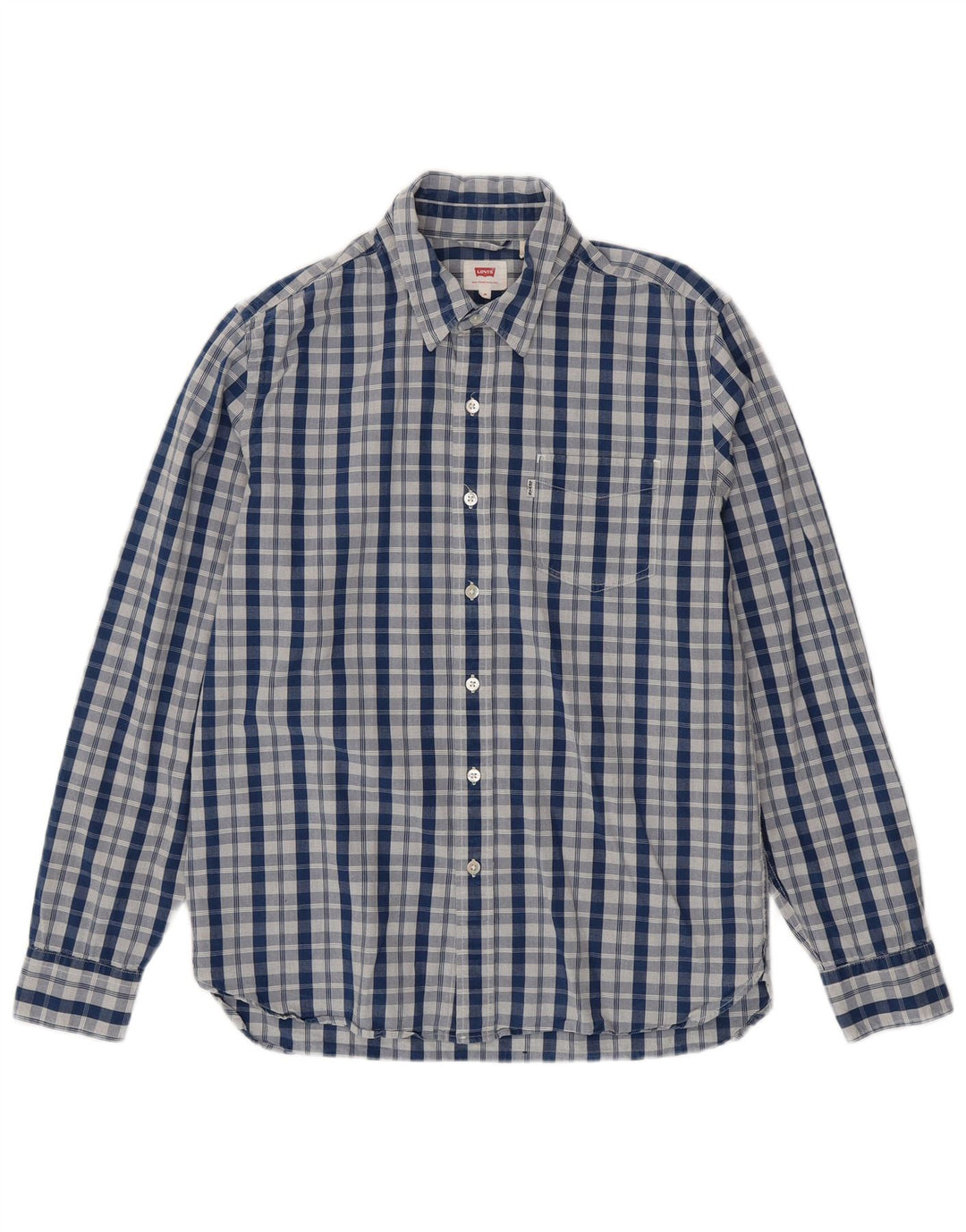 Camisa masculina LEVI'S de algodão xadrez azul médio