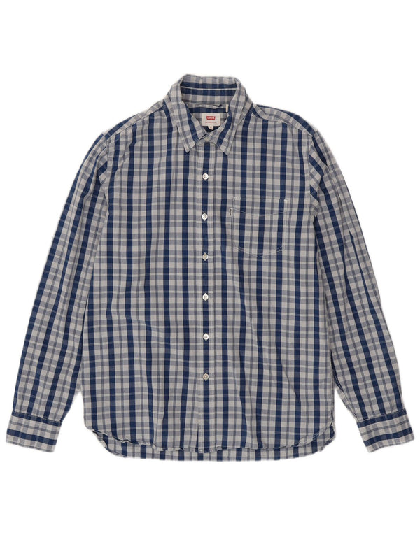 Camisa masculina LEVI'S de algodão xadrez azul médio