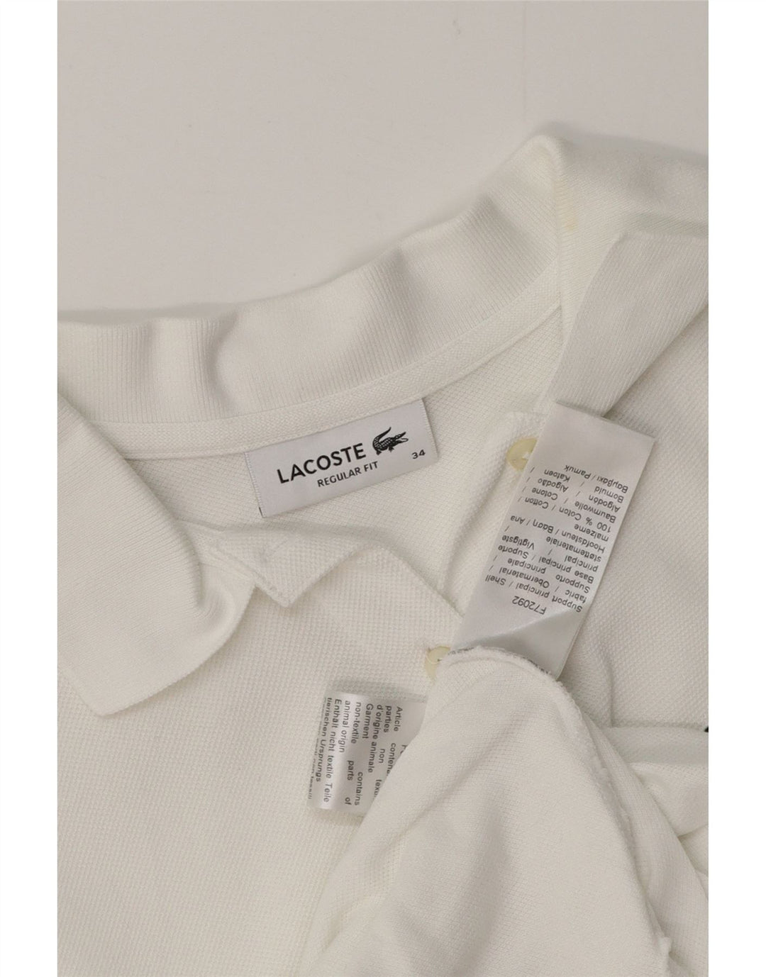 Camisa polo feminina LACOSTE Regular Fit tamanho 34 pequeno algodão branco