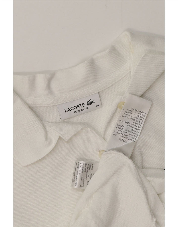 Camisa polo feminina LACOSTE Regular Fit tamanho 34 pequeno algodão branco
