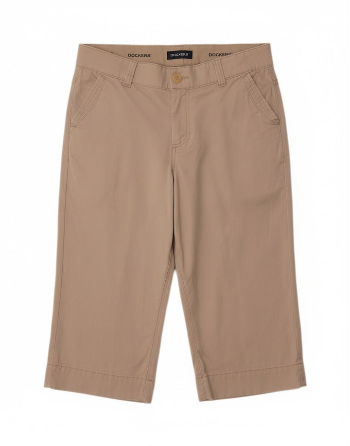 Calça capri feminina DOCKERS reta US 14 XL W36 L18 algodão bege