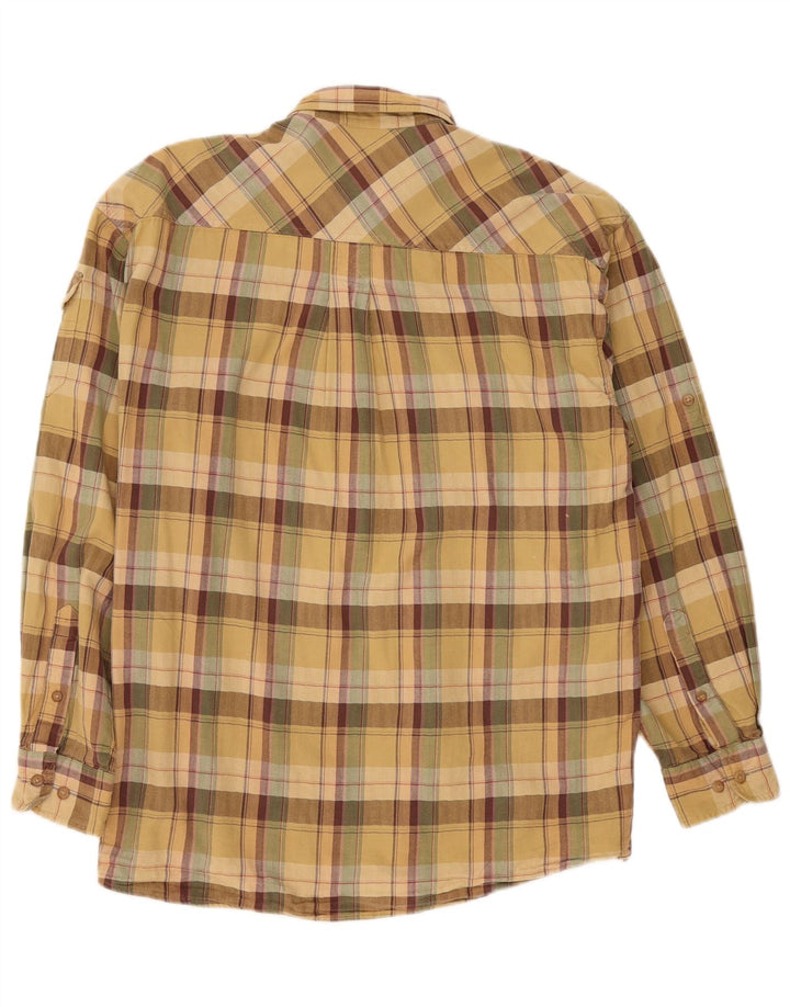 Camisa masculina de flanela Camel Active grande xadrez bege