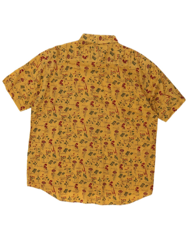 Camisa masculina vintage de manga curta XL algodão floral amarelo