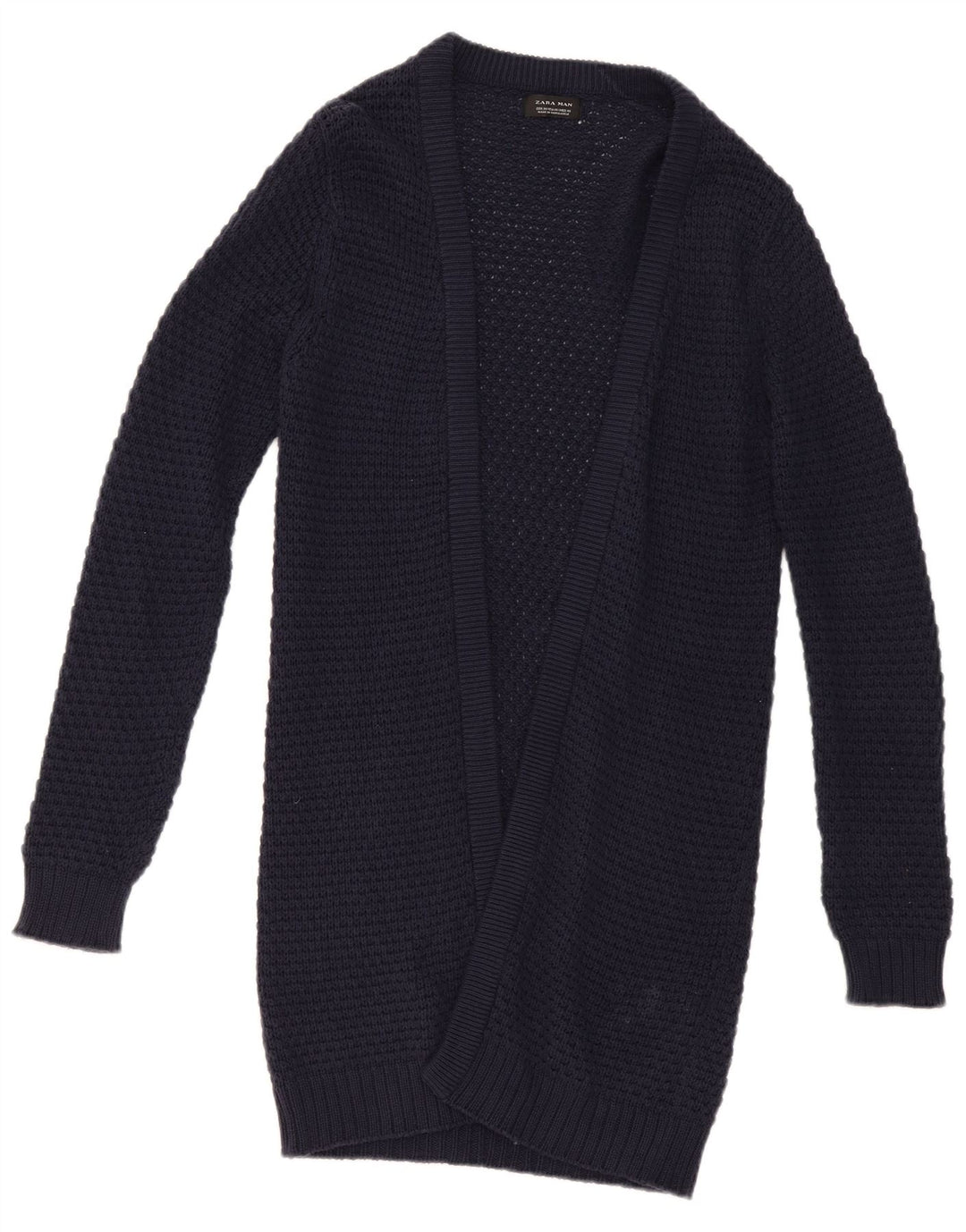 Suéter cardigã masculino aberto ZARA algodão azul marinho médio
