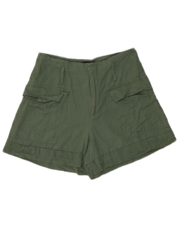 Shorts cargo feminino Zara pequeno W26 linho verde