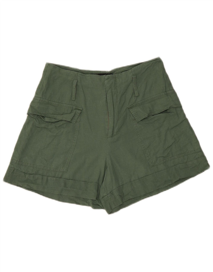 Shorts cargo feminino Zara pequeno W26 linho verde