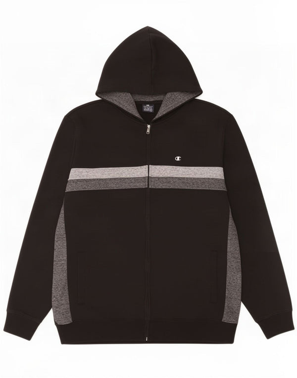 Suéter masculino Champion com capuz e zíper 2XL algodão colorblock preto