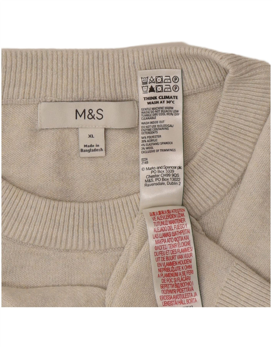 Suéter masculino Marks & Spencer com gola redonda XL poliéster cinza