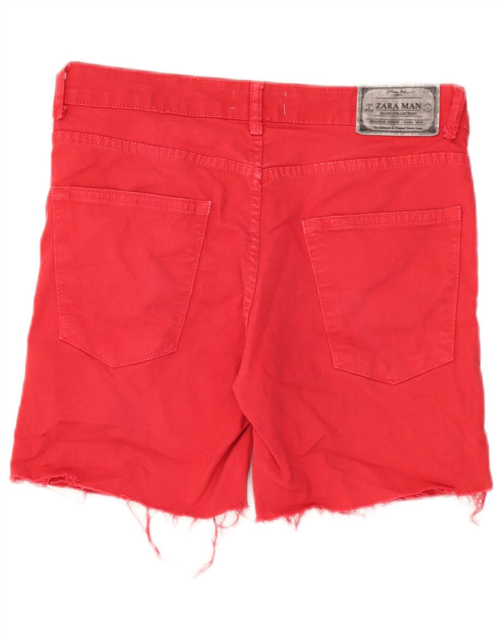 Zara Mens Denim Shorts EU 40 Médio W31 Vermelho