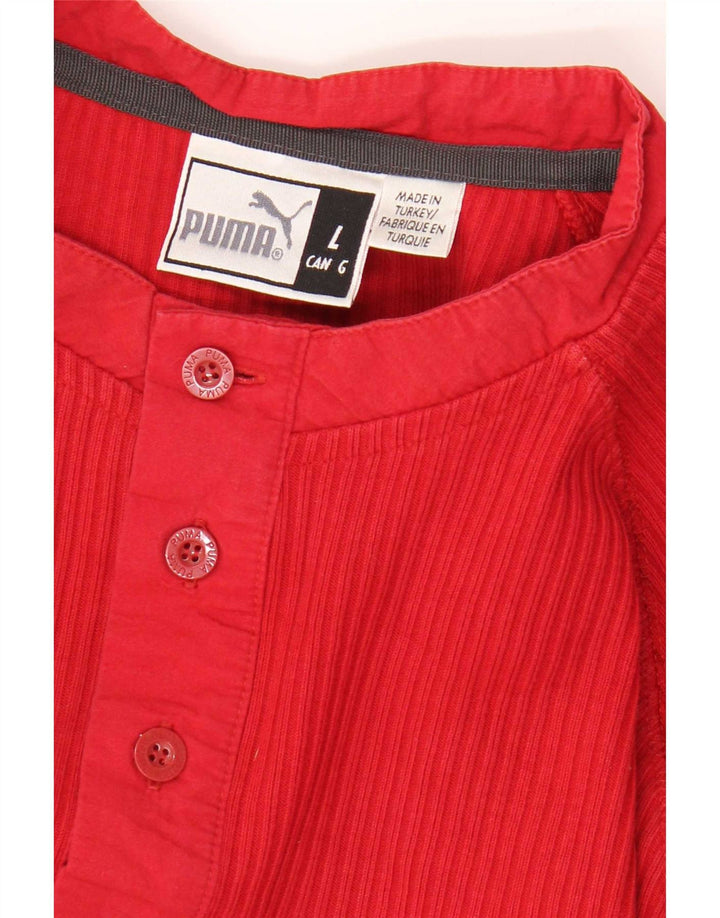 Puma Mens Graphic Top Manga Longa Grande Vermelho