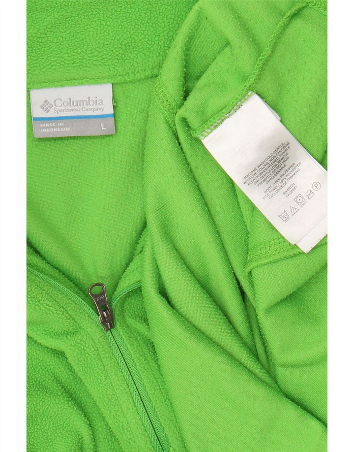 Suéter de lã Columbia masculino com zíper e gola grande poliéster verde