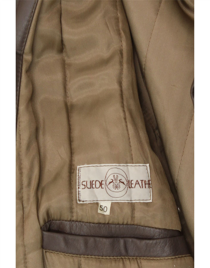 Jaqueta de couro masculina vintage IT 50 grande couro marrom